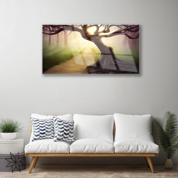 Skleneny obraz Strom lúče slnko 100x50 cm 2 Prívesky