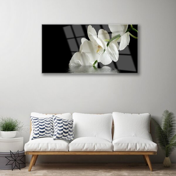 Skleneny obraz Orchidea vo vode kvety 100x50 cm 2 Prívesky