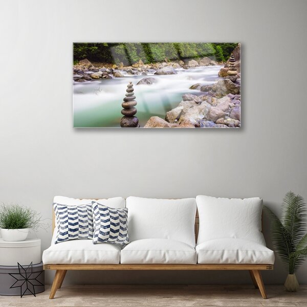 Skleneny obraz Les kamene krajina 100x50 cm 2 Prívesky