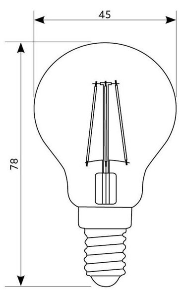 Žiarovka LED 4W, E14, 3000K, 230V, LED filament, globo