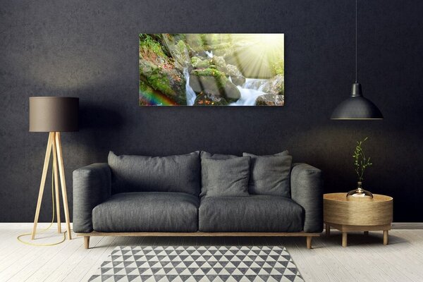 Skleneny obraz Vodopád dúha príroda potok 100x50 cm 2 Prívesky