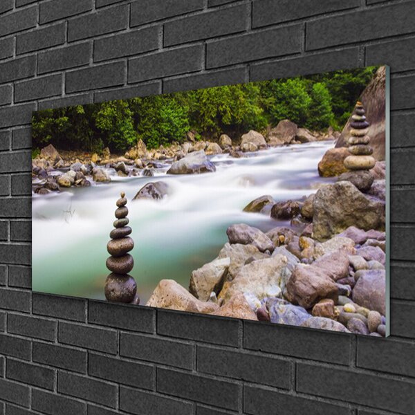 Skleneny obraz Les kamene krajina 100x50 cm 2 Prívesky
