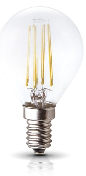 Žiarovka LED 4W, E14, 3000K, 230V, LED filament, globo