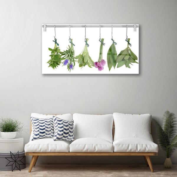 Skleneny obraz Sušené byliny listy kvety 100x50 cm 2 Prívesky
