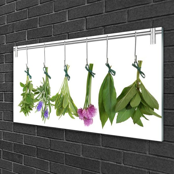 Skleneny obraz Sušené byliny listy kvety 100x50 cm 2 Prívesky