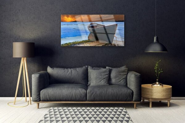 Skleneny obraz Loď more pobrežie pláž 100x50 cm 2 Prívesky