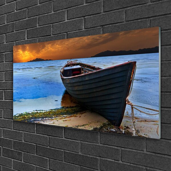 Skleneny obraz Loď more pobrežie pláž 100x50 cm 2 Prívesky