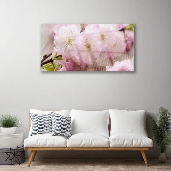 Skleneny obraz Vetvy kvety plátky príroda 100x50 cm 2 Prívesky