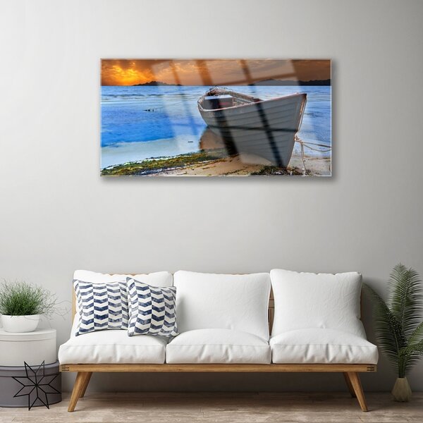 Skleneny obraz Loď more pobrežie pláž 100x50 cm 2 Prívesky
