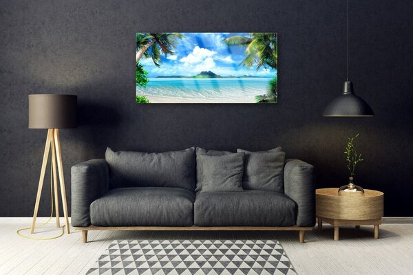 Skleneny obraz Palmy more tropický ostrov 100x50 cm 2 Prívesky