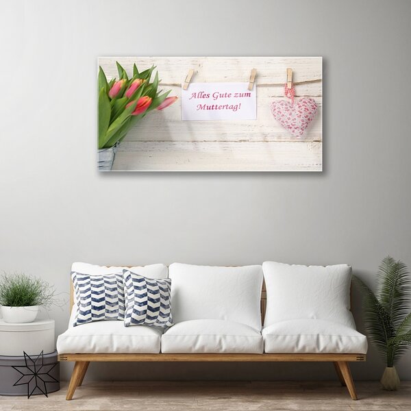 Skleneny obraz Tulipány srdce umenie 100x50 cm 2 Prívesky