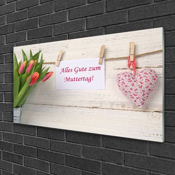 Skleneny obraz Tulipány srdce umenie 100x50 cm 2 Prívesky