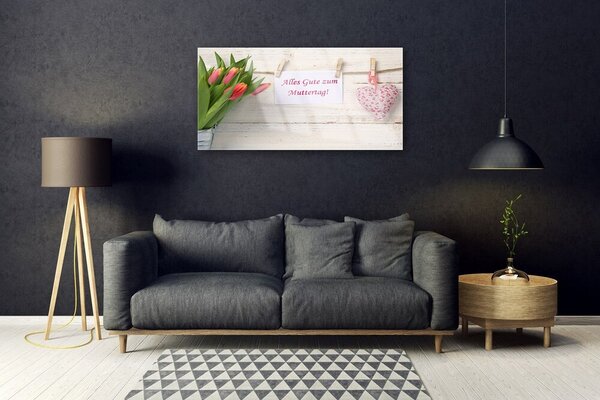 Skleneny obraz Tulipány srdce umenie 100x50 cm 2 Prívesky
