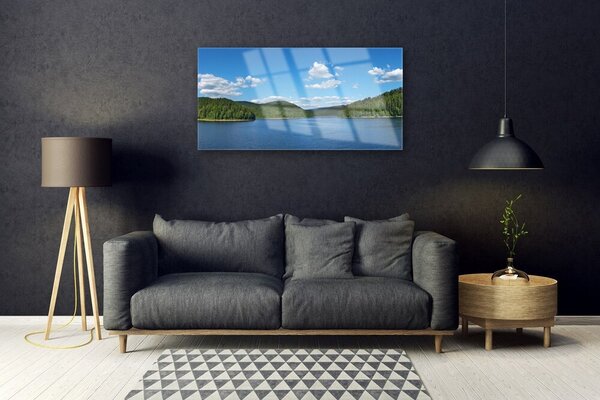 Skleneny obraz Jazero les príroda 100x50 cm 2 Prívesky