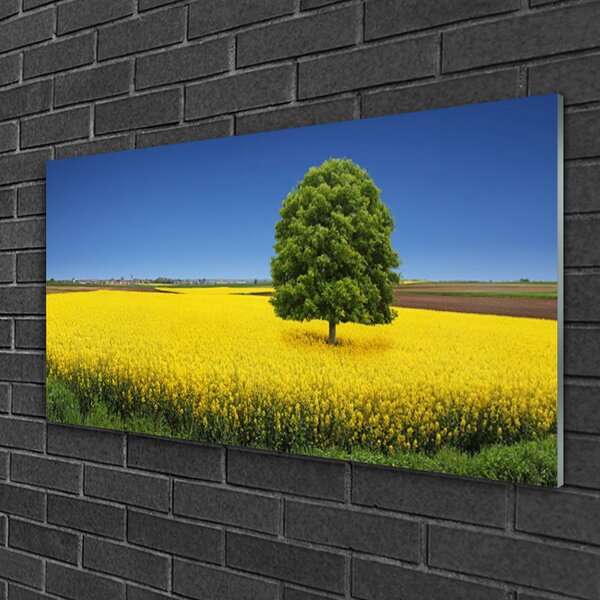 Skleneny obraz Lúka strom príroda pole 100x50 cm 2 Prívesky