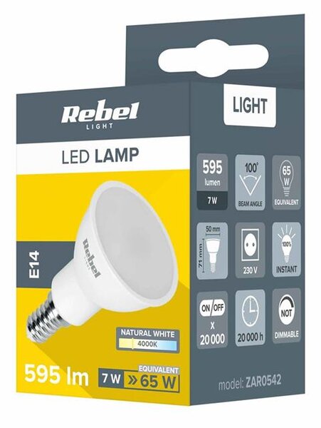 Žiarovka LED 7W E14 4000K 230V Rebel