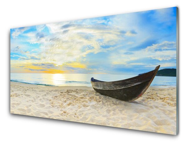 Skleneny obraz Szklane loďku plaża morze 100x50 cm 2 Prívesky