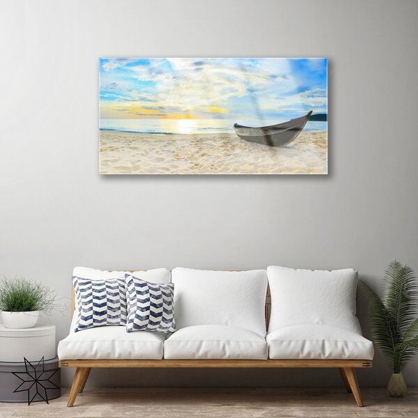 Skleneny obraz Szklane loďku plaża morze 100x50 cm 2 Prívesky