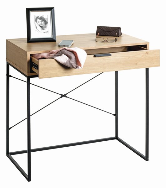 KONZOLOVÝ STOLÍK, čierna, farba duba, kov, kompozitné drevo, 80/46/79 cm - Online Only obývacie izby, Online Only