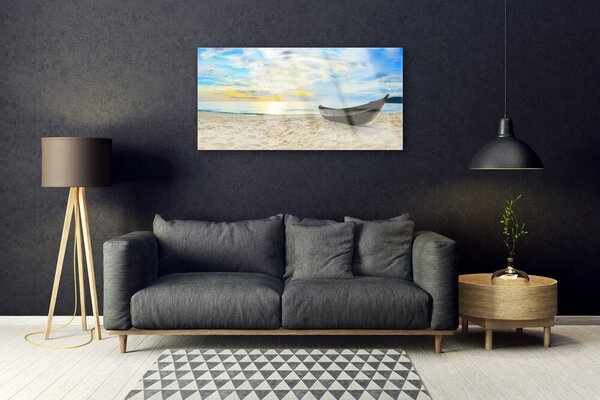 Skleneny obraz Szklane loďku plaża morze 100x50 cm 2 Prívesky