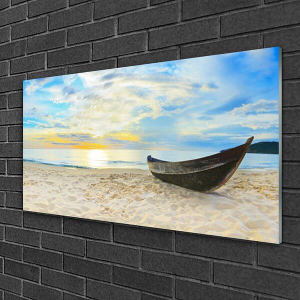 Skleneny obraz Szklane loďku plaża morze 100x50 cm 2 Prívesky