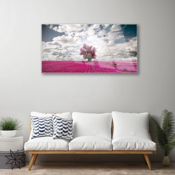 Obraz na skle Strom pole príroda 100x50 cm 2 Prívesky