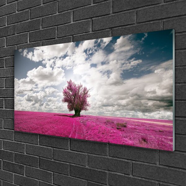 Obraz na skle Strom pole príroda 100x50 cm 2 Prívesky