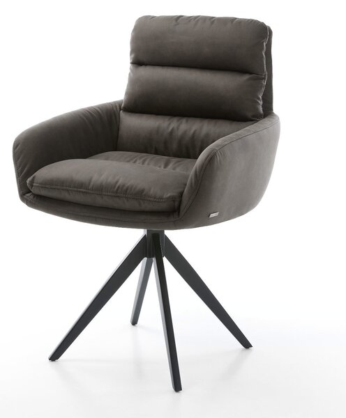 DELIFE Jedálenská stolička Abelia-Flex s opierkami mikrovlákno antracit vintage krížová podstava hranatá čierna