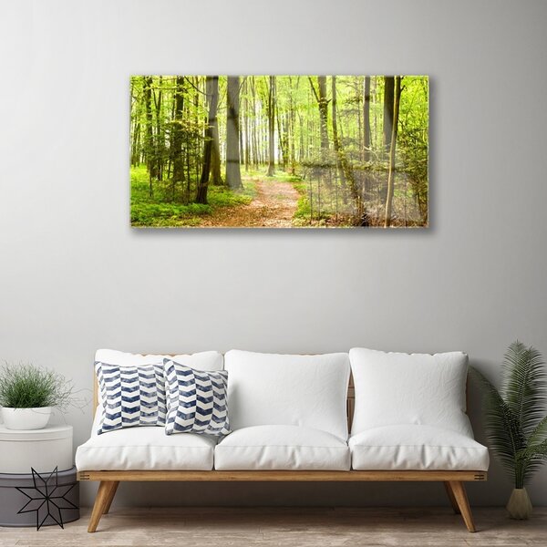 Obraz na skle Les príroda 100x50 cm 2 Prívesky