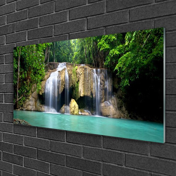 Obraz na skle Vodopád strom príroda 100x50 cm 2 Prívesky