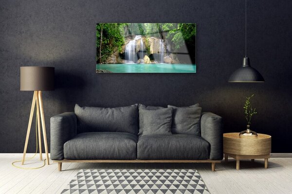 Obraz na skle Vodopád strom príroda 100x50 cm 2 Prívesky