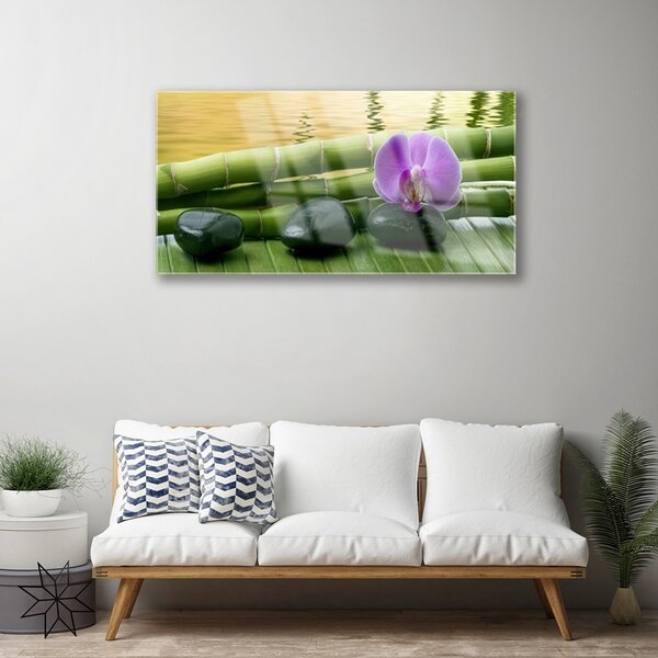 Obraz na skle Kvet kamene bambus príroda 100x50 cm 2 Prívesky