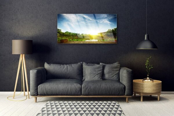 Obraz na skle Jazero príroda 100x50 cm 2 Prívesky
