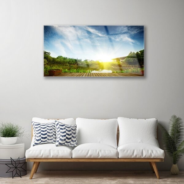 Obraz na skle Jazero príroda 100x50 cm 2 Prívesky