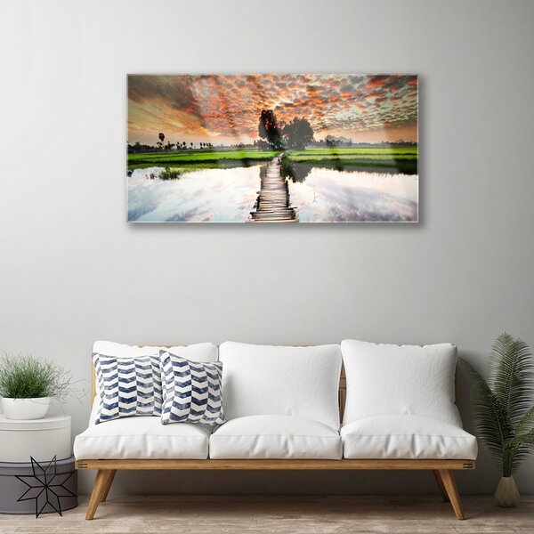 Obraz na skle Most jazero príroda 100x50 cm 2 Prívesky