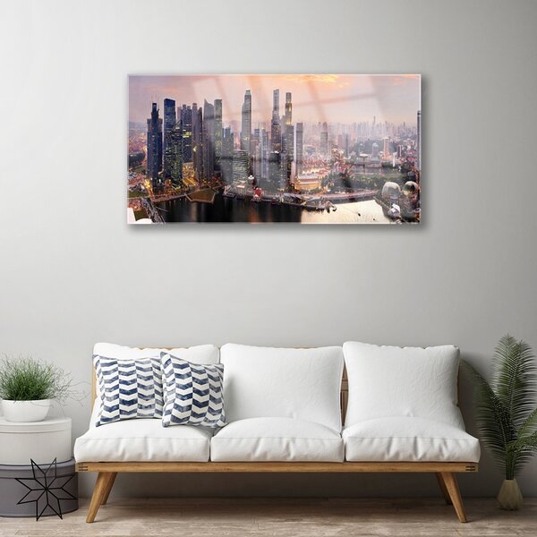 Obraz na skle Mesto domy 100x50 cm 2 Prívesky