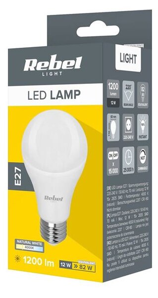Žiarovka LED A60 12W E27 4000K 230V Rebel