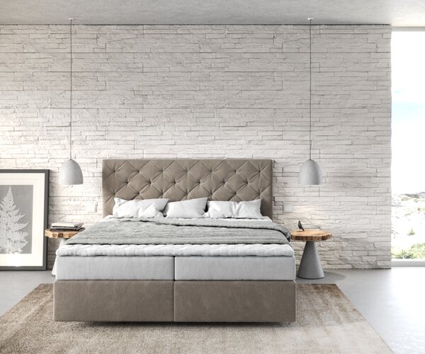 DELIFE Boxspring posteľ Dream-Great 160x200 cm mikrovlákno béžová s matracom a topperom