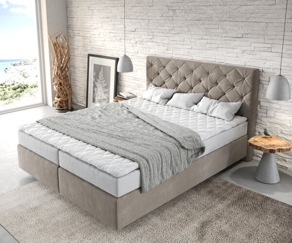 DELIFE Boxspring posteľ Dream-Great 160x200 cm mikrovlákno béžová s matracom a topperom