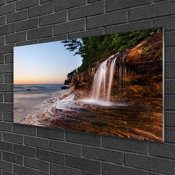 Obraz na skle Vodopád príroda 100x50 cm 2 Prívesky