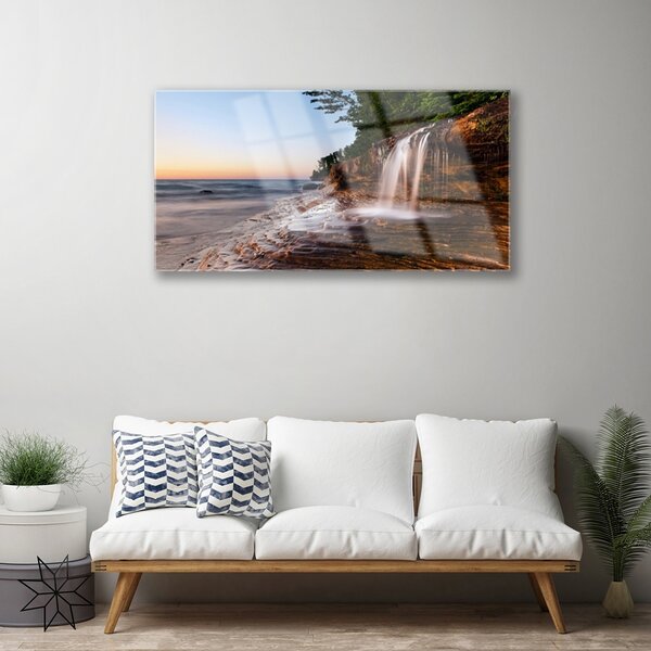 Obraz na skle Vodopád príroda 100x50 cm 2 Prívesky