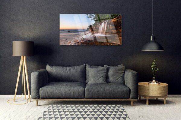 Obraz na skle Vodopád príroda 100x50 cm 2 Prívesky