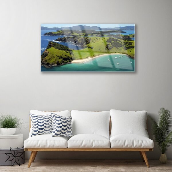 Obraz na skle More pláž les príroda 100x50 cm 2 Prívesky