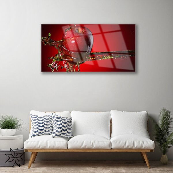 Obraz na skle Jablko voda kuchyňa 100x50 cm 2 Prívesky