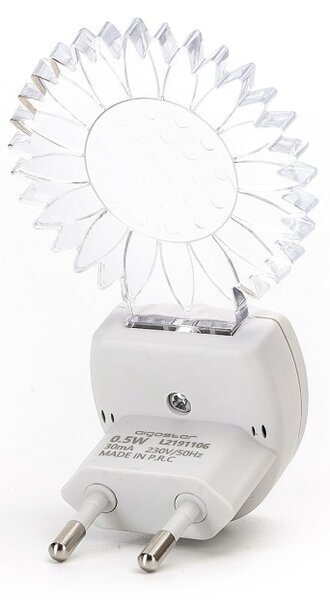 Nočné svietidlo do zásuvky EU Slnečnica 0,5W/30lm RGB so senzorom stmievania (AS-197476)