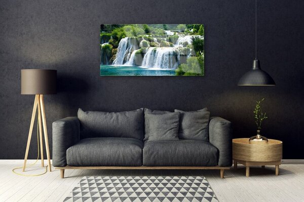 Obraz na skle Vodopád príroda 100x50 cm 2 Prívesky