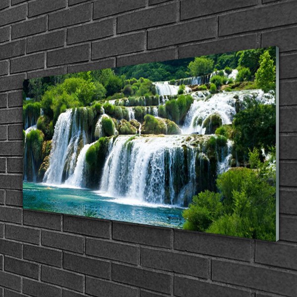Obraz na skle Vodopád príroda 100x50 cm 2 Prívesky