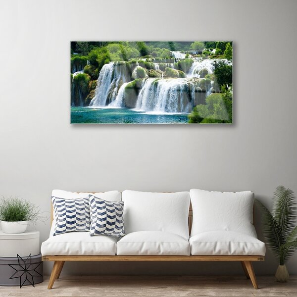 Obraz na skle Vodopád príroda 100x50 cm 2 Prívesky