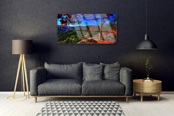 Obraz na skle Hora les príroda 100x50 cm 2 Prívesky