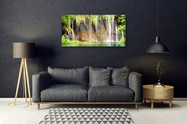 Obraz na skle Vodopád príroda 100x50 cm 2 Prívesky